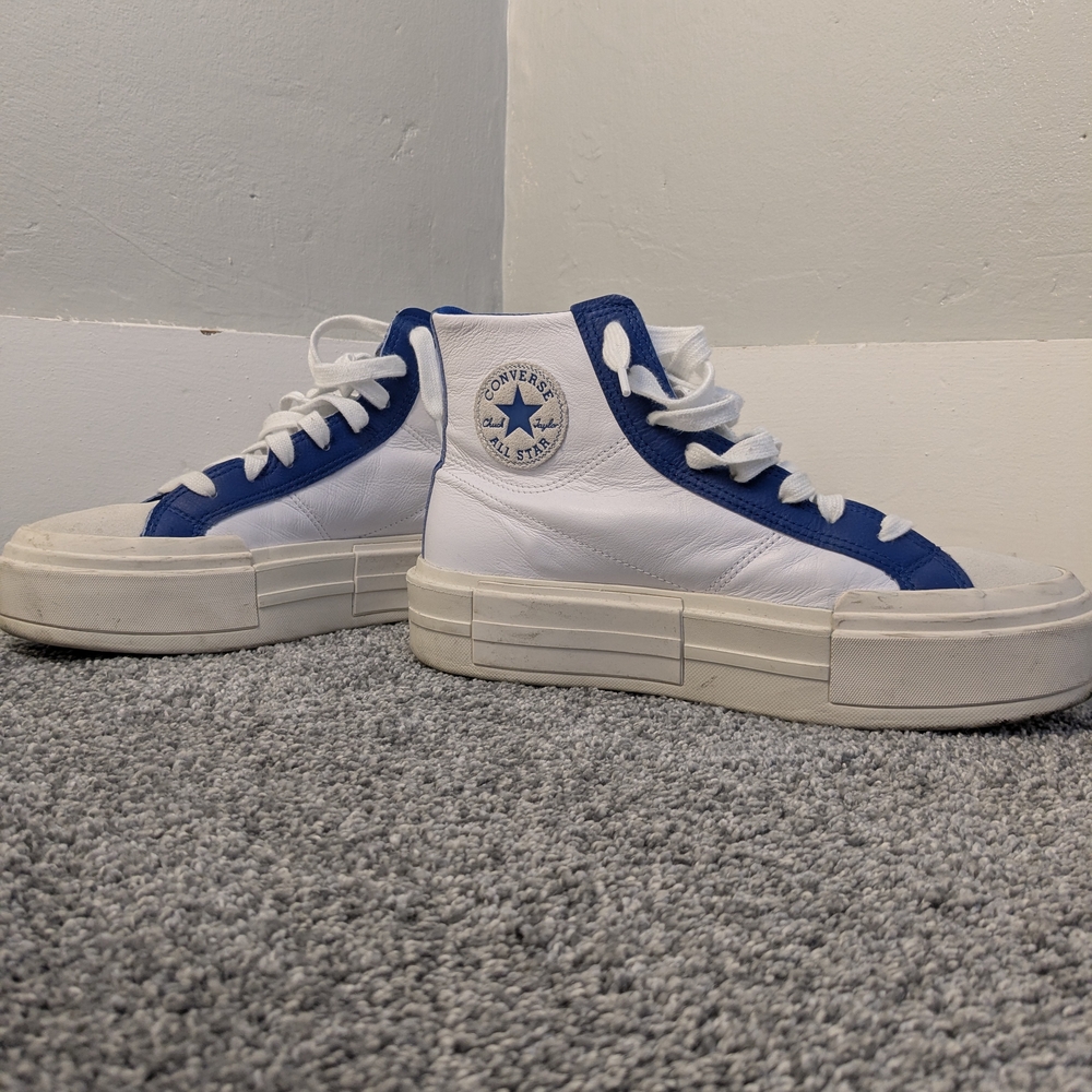 Converse White and Blue High-Top Sneakers